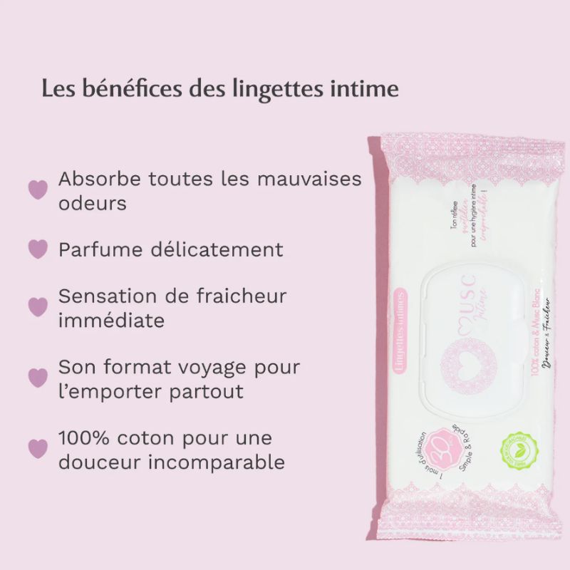 Musc intime Lingettes l'Irresistible 30pièces Musc blanc